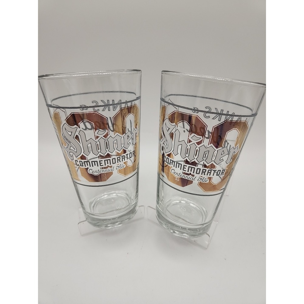 Shiner Beer Glasses 100 Commemorator Centennial  Retired Brew Rare Man Cave Read